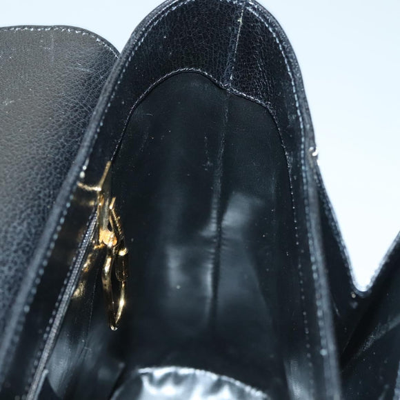Salvatore Ferragamo Hand Bag Leather Black Gold Auth 133992