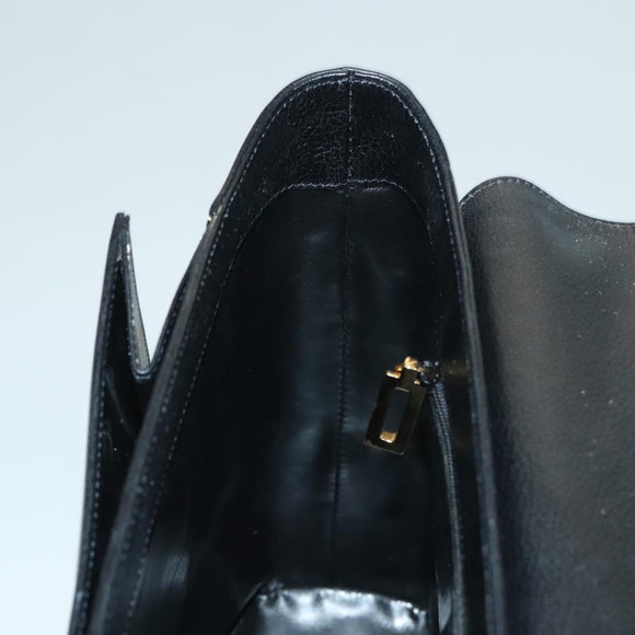 Salvatore Ferragamo Hand Bag Leather Black Gold Auth 133992