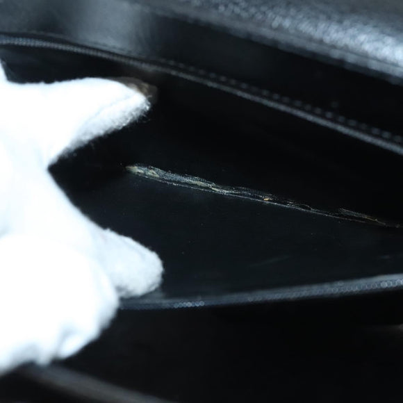 Salvatore Ferragamo Hand Bag Leather Black Gold Auth 133992