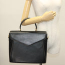 Salvatore Ferragamo Hand Bag Leather Black Gold Auth 133992-21