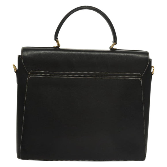 Salvatore Ferragamo Hand Bag Leather Black Gold Auth 133992