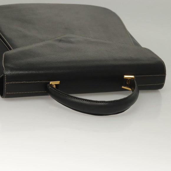 Salvatore Ferragamo Hand Bag Leather Black Gold Auth 133992