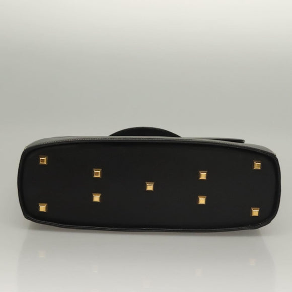 Salvatore Ferragamo Hand Bag Leather Black Gold Auth 133992