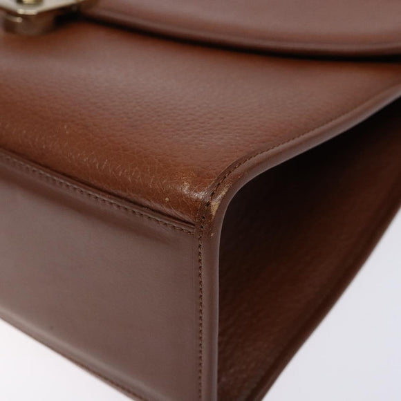 Burberrys Hand Bag Leather Brown Gold Auth 133999