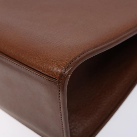 Burberrys Hand Bag Leather Brown Gold Auth 133999