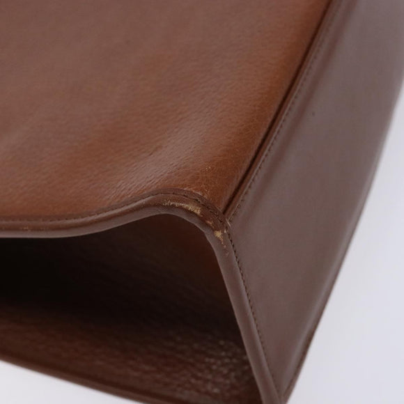 Burberrys Hand Bag Leather Brown Gold Auth 133999