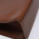 Burberrys Hand Bag Leather Brown Gold Auth 133999-16