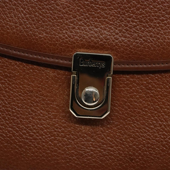 Burberrys Hand Bag Leather Brown Gold Auth 133999