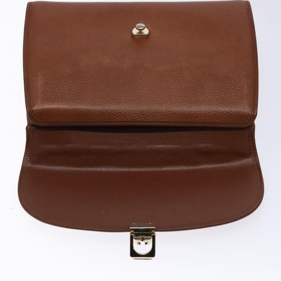 Burberrys Hand Bag Leather Brown Gold Auth 133999
