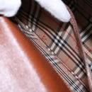 Burberrys Hand Bag Leather Brown Gold Auth 133999-20