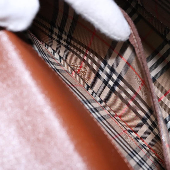 Burberrys Hand Bag Leather Brown Gold Auth 133999