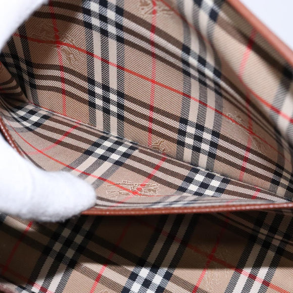 Burberrys Hand Bag Leather Brown Gold Auth 133999