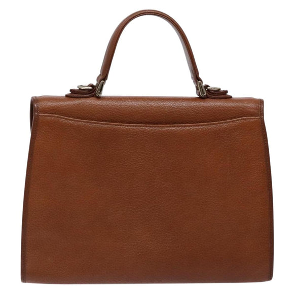 Burberrys Hand Bag Leather Brown Gold Auth 133999
