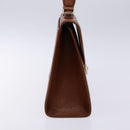 Burberrys Hand Bag Leather Brown Gold Auth 133999-3