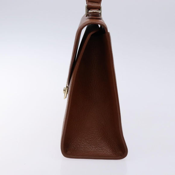 Burberrys Hand Bag Leather Brown Gold Auth 133999