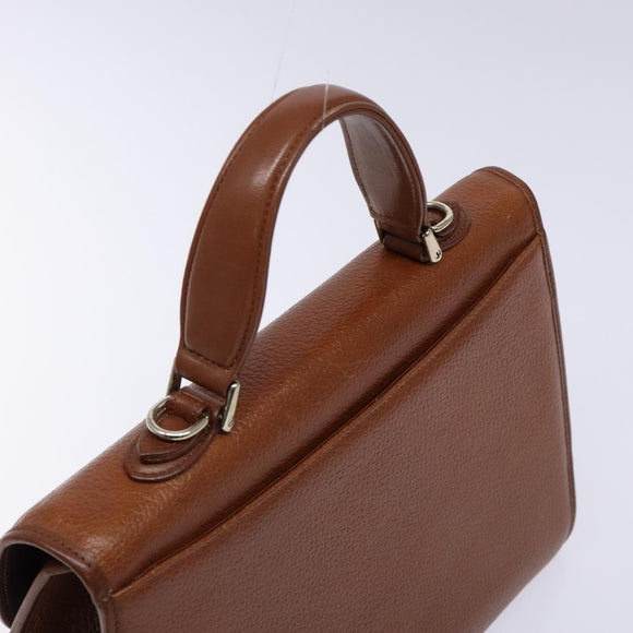 Burberrys Hand Bag Leather Brown Gold Auth 133999