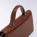 Burberrys Hand Bag Leather Brown Gold Auth 133999-6