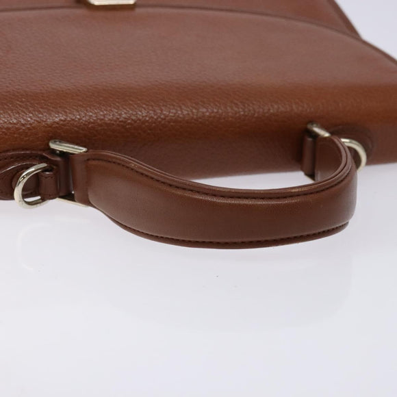 Burberrys Hand Bag Leather Brown Gold Auth 133999