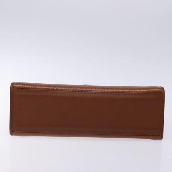 Burberrys Hand Bag Leather Brown Gold Auth 133999