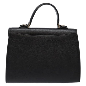 Burberrys Hand Bag Leather Black Gold Auth 134000 - 0