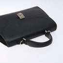 Burberrys Hand Bag Leather Black Gold Auth 134000-6