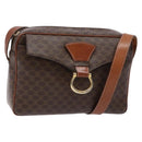 CELINE Macadam Canvas Shoulder Bag PVC Brown Gold Auth 134002-1