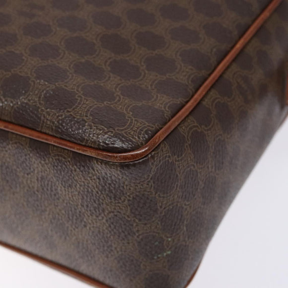 CELINE Macadam Canvas Shoulder Bag PVC Brown Gold Auth 134002