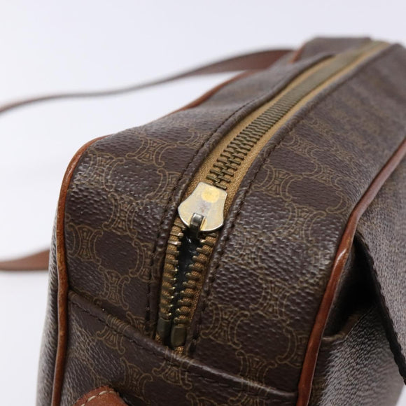 CELINE Macadam Canvas Shoulder Bag PVC Brown Gold Auth 134002