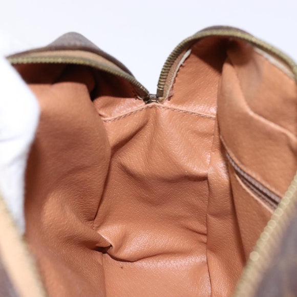 CELINE Macadam Canvas Shoulder Bag PVC Brown Gold Auth 134002