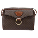 CELINE Macadam Canvas Shoulder Bag PVC Brown Gold Auth 134002-13