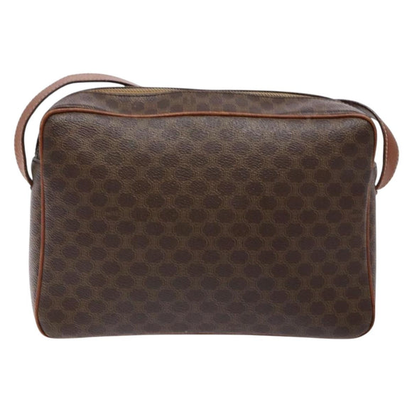 CELINE Macadam Canvas Shoulder Bag PVC Brown Gold Auth 134002