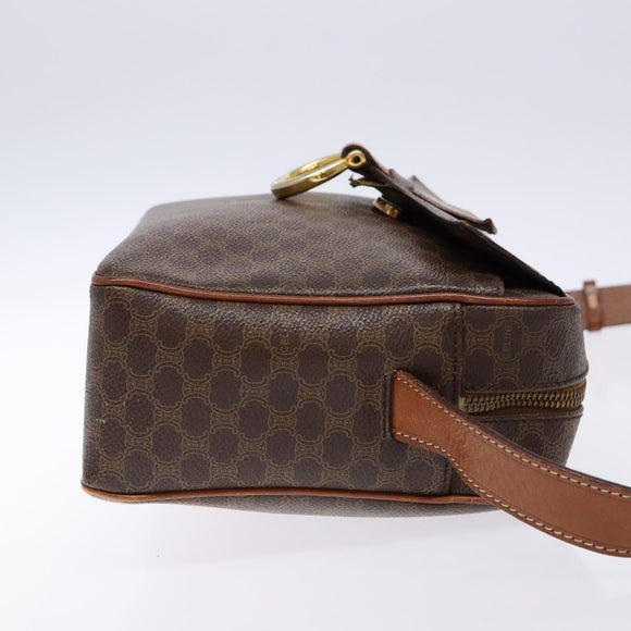 CELINE Macadam Canvas Shoulder Bag PVC Brown Gold Auth 134002