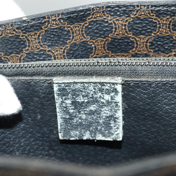 CELINE Macadam Canvas Hand Bag PVC Leather Black Gold Auth 134008