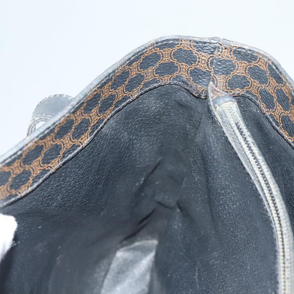 CELINE Macadam Canvas Hand Bag PVC Leather Black Gold Auth 134008