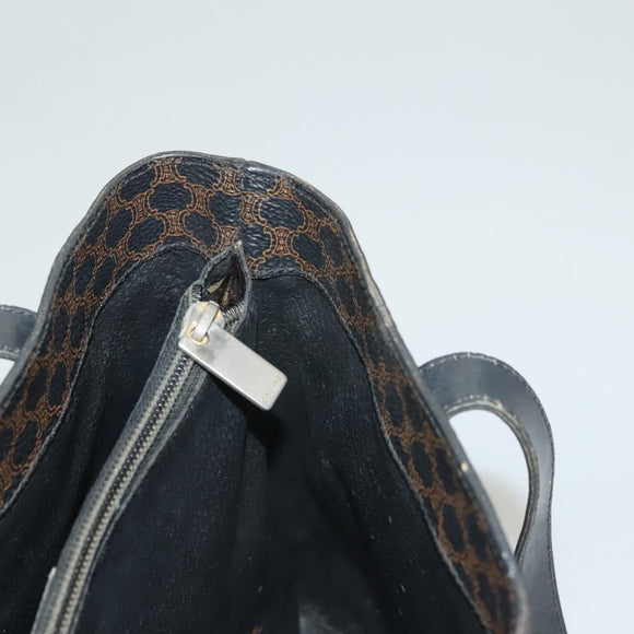 CELINE Macadam Canvas Hand Bag PVC Leather Black Gold Auth 134008