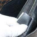 CELINE Macadam Canvas Hand Bag PVC Leather Black Gold Auth 134008-12