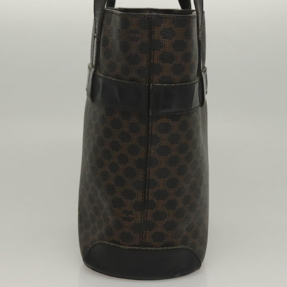 CELINE Macadam Canvas Hand Bag PVC Leather Black Gold Auth 134008