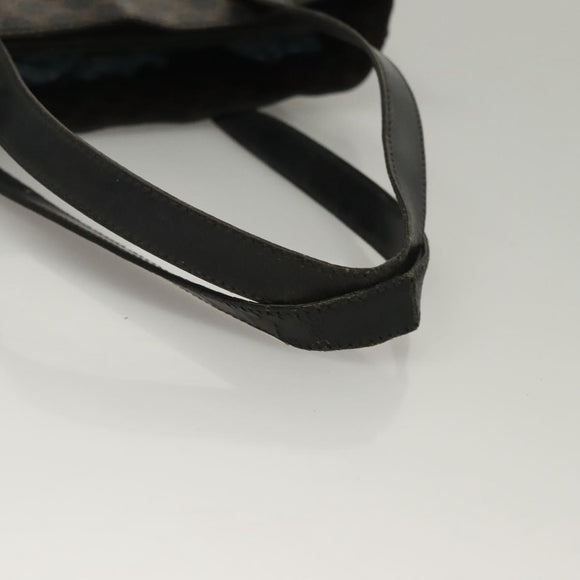 CELINE Macadam Canvas Hand Bag PVC Leather Black Gold Auth 134008