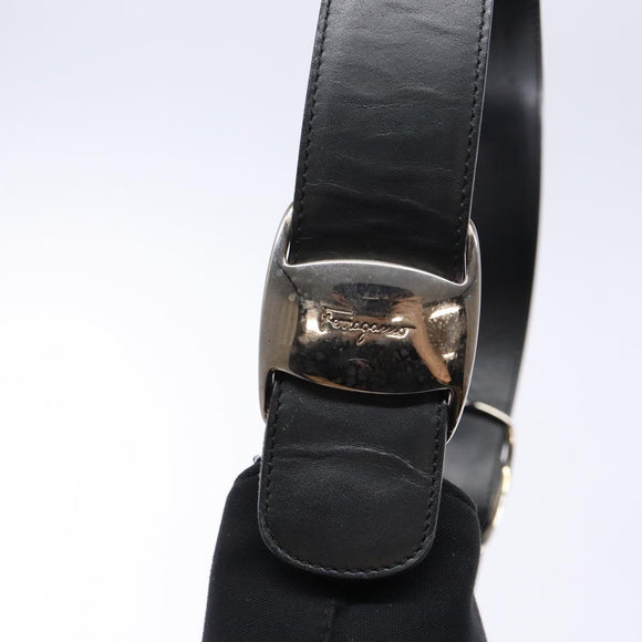 Salvatore Ferragamo Vala Shoulder Bag Canvas Black Silver Auth 134009
