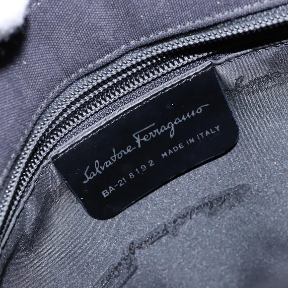 Salvatore Ferragamo Vala Shoulder Bag Canvas Black Silver Auth 134009