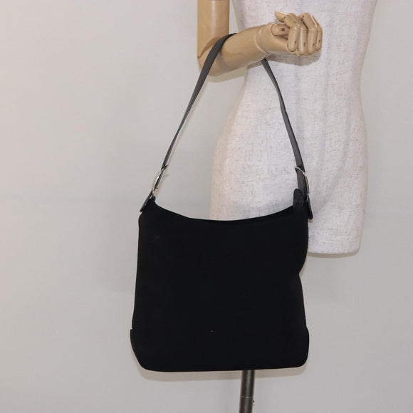 Salvatore Ferragamo Vala Shoulder Bag Canvas Black Silver Auth 134009