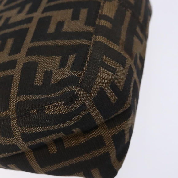 FENDI Zucca Canvas Hand Pouch Black Brown Auth 134013