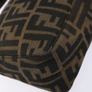FENDI Zucca Canvas Hand Pouch Black Brown Auth 134013-17