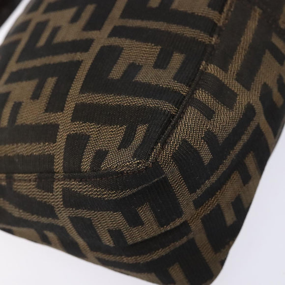 FENDI Zucca Canvas Hand Pouch Black Brown Auth 134013