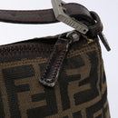 FENDI Zucca Canvas Hand Pouch Black Brown Auth 134013-9