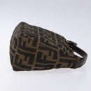 FENDI Zucca Canvas Hand Pouch Black Brown Auth 134013-3