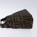 FENDI Zucca Canvas Hand Pouch Black Brown Auth 134013-4