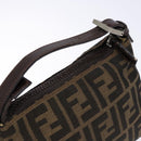 FENDI Zucca Canvas Hand Pouch Black Brown Auth 134013-6
