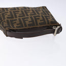 FENDI Zucca Canvas Hand Pouch Black Brown Auth 134013-7