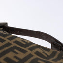 FENDI Zucca Canvas Hand Pouch Black Brown Auth 134013-8